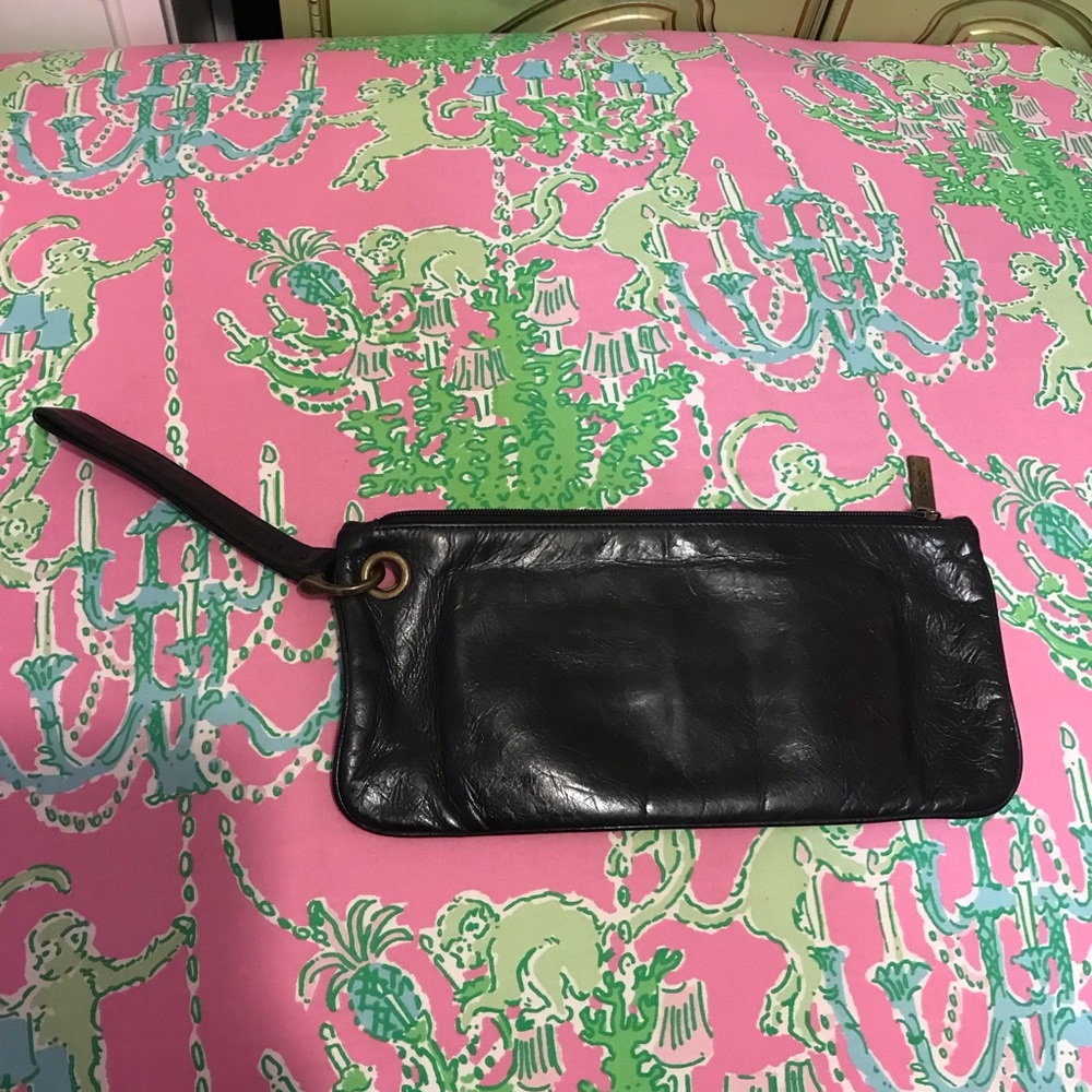 HOBO Vida black Leather Wristlet Clutch